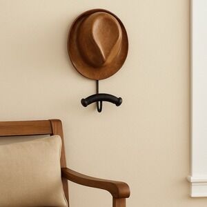 Fedora Style Hat Wall Hook | Mid-Century Mad Men Era Rustic Men's Decor | Solid